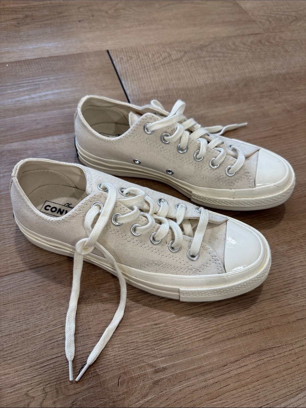 Converse Low Top Canvas Sneakers in Cream